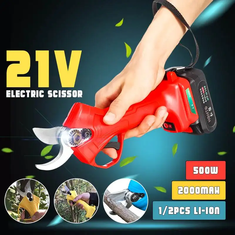

21V 2000mAh 500W Wireless Electric Scissors Pruning Shears Tree Garden Tool branches Pruning Tools