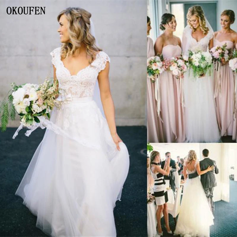 Bohemian Hippie Style Wedding Dresses for UK Free Shipping Sale 2015 Design with Long Skirts 2016 Cheap Boho Chic Beach Country Bridal Gowns 副本