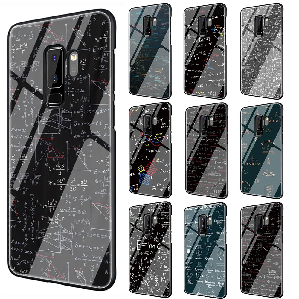 

Math Chemical Formulas Tempered Glass TPU Black Cover Case for Galaxy S7 Edge S8 S9 S10 Plus Note 8 9 10 A10 20 30 40 50 60 70