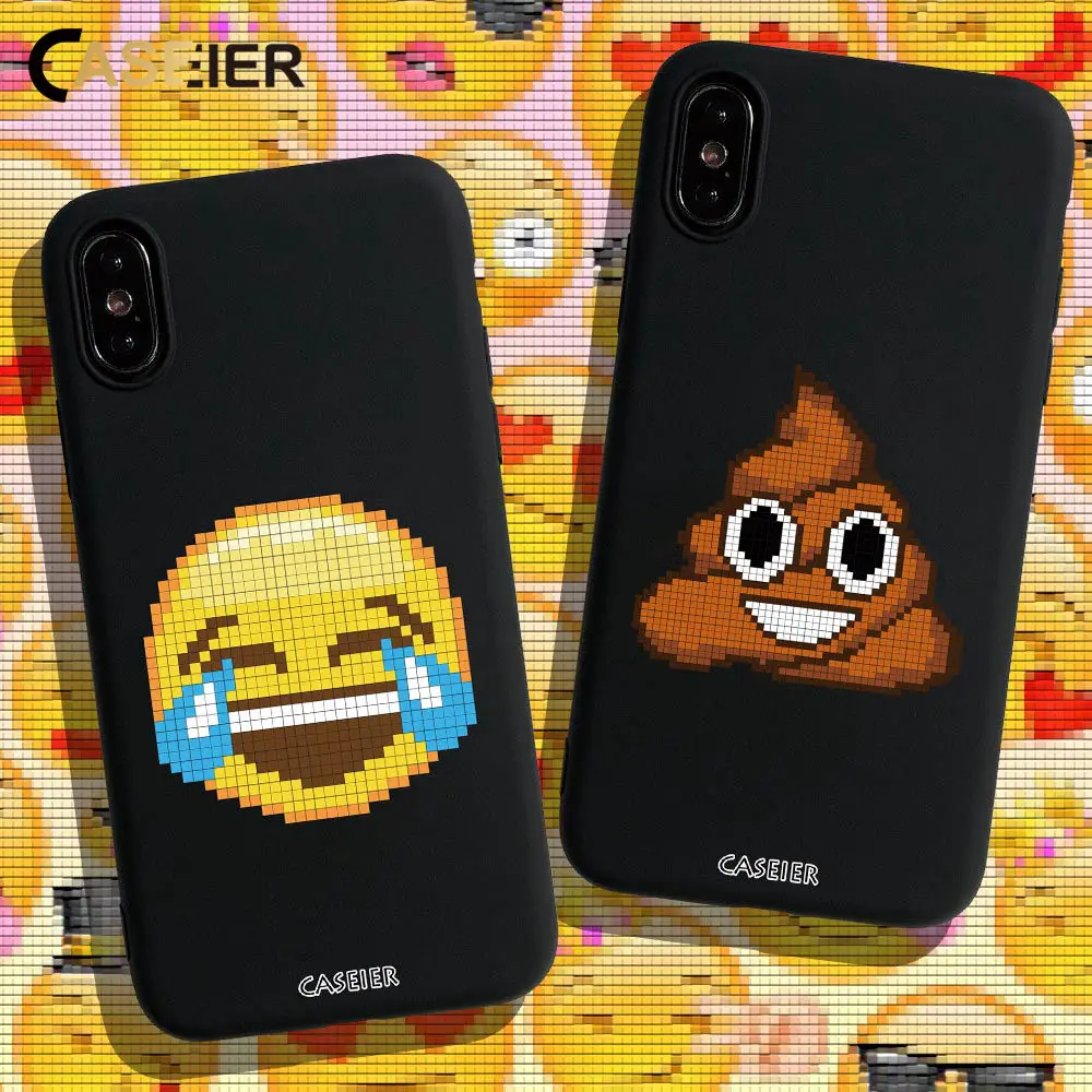 

CASEIER emoji Phone Case For iPhone X 7 8 6 6S Plus Matte Silicone Soft Case For iPhone X XR XS MAX Funda Couque Accessories