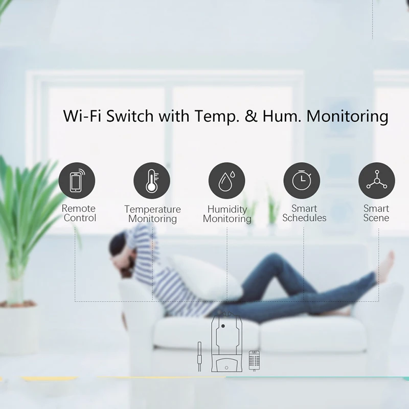 Sonoff TH 16A/10A мониторинг температуры и влажности WiFi умный переключатель Функция синхронизации с AM2301 DS18B20 датчик высокая точность