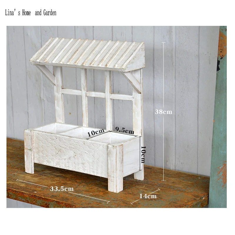 window design shabby white solid wood handmade wall mounted flower planter (2)