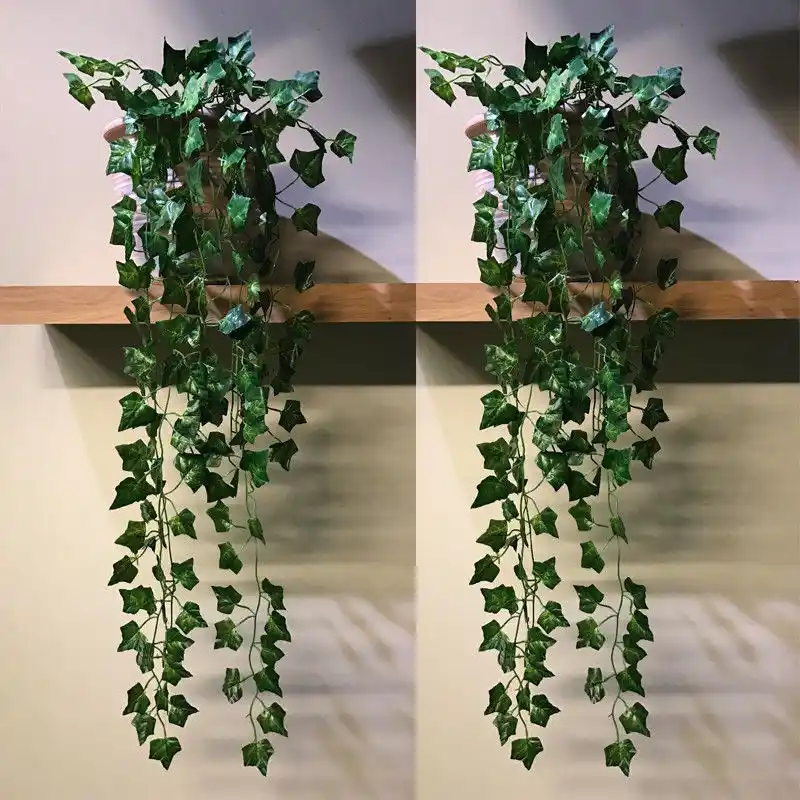 6 Branch Artificial Ivy Leaf Of Pearl Rattan Fake Plant Hanging Party Decors US