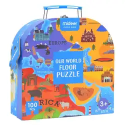 100 шт. карта мира детская игрушка-головоломка Большой Бумага развивающие игрушки коврик подходит для детей Подарки