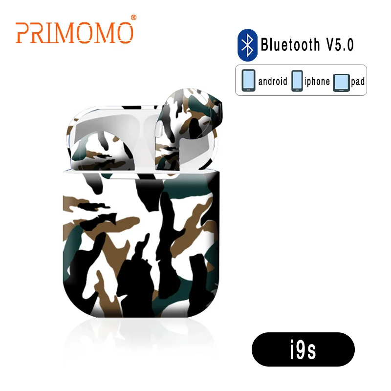 

New V5.0 Mini i9s TWS Wireless stereo Camouflage Bluetooth Earphone Binaural Call Headsets Earbuds for iPhone 6 7 8 Plus Xiaomi