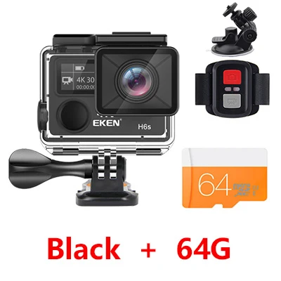 Экшн-камера eken H6S A12 Ultra 4K 30FPS, Wifi, 30 м, водонепроницаемая, 1080 p, go chip, EIS, стабилизация изображения, FHD, 2 K, 14 МП, профессиональная спортивная камера - Цвет: Black 2 add 64G