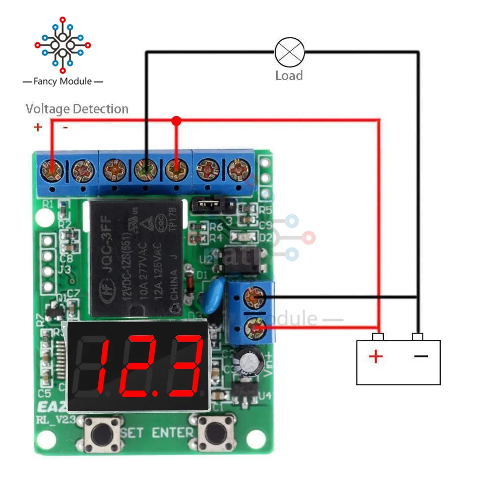 Отличный релейный модуль DC 12V контроль релейного переключателя плата Модуль релейный модуль Обнаружение напряжения зарядка монитор выгрузки тест