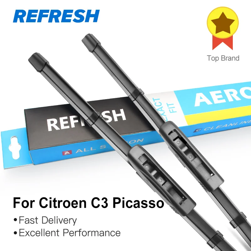 REFRESH Щетки стеклоочистителя для Citroen C3 Picasso 24 &quotи 16&quot Fit Push Button / Bayonet Arms 2008 2009 2010 2011