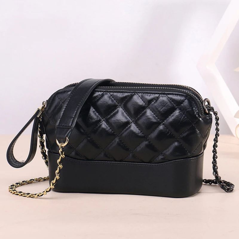

High Quality Genuine Leather Handbag Women Chain Bag Luxury Designer Woman Crossbody Bag Fashion 100% Cowhide Shoulder Bag Purse