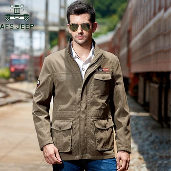 

AFS JEEP Brand Autumn Winter Bomber Jacket Men Cotton Stand Collar Military Jackets Men Big Size 3XL Flight Jacket Veste homme