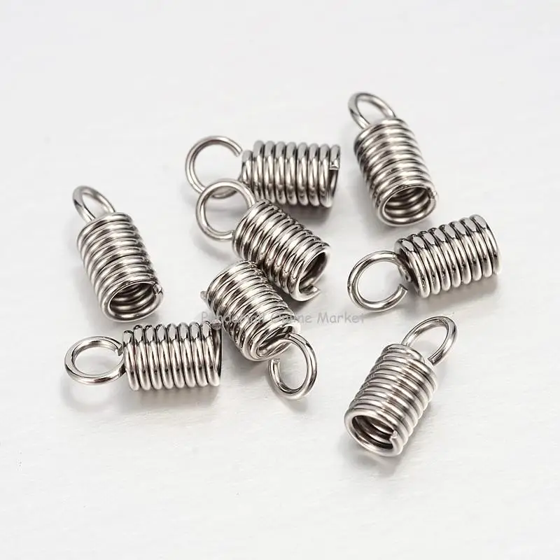 500pcs 304 Stainless Steel Cord Coil Terminators Cord End/Tips for