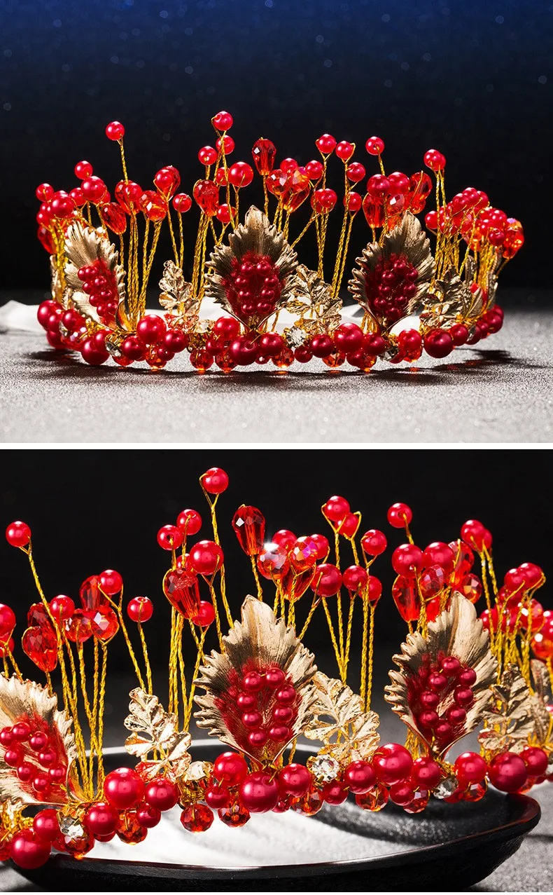 Мода барокко Золотая Корона ручной работы золотой обруч с листьями свадебные диадемы аксессуары для волос с цветами винтажные женские повязки на голову тиара