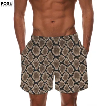 

FORUDESIGNS Snakeskin Python Skin Pattern Design Men Fitness Workout Shorts Lining Quick Dry Gyms Male Casual Training Trunks