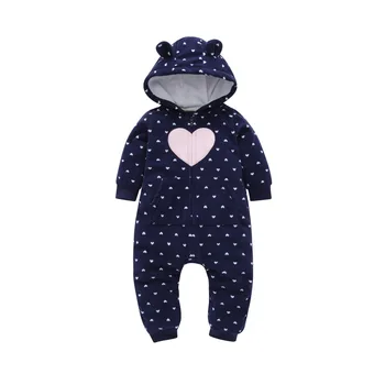 

2018 Autumn Newborn Babies boys clothes jumpsuits Winter Cartoon Hooded Fleece baby girls Costume Brand Baby Rompers