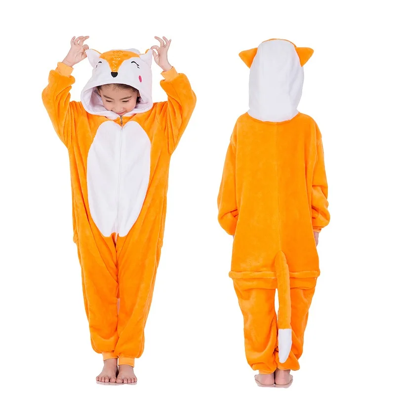 Kingurumi/комбинезон для мальчиков и девочек; Пижама с единорогом; зимний детский костюм; комбинезон для костюмированной вечеринки с рисунком панды; детская одежда для сна; одеяло; Пижама - Цвет: fox