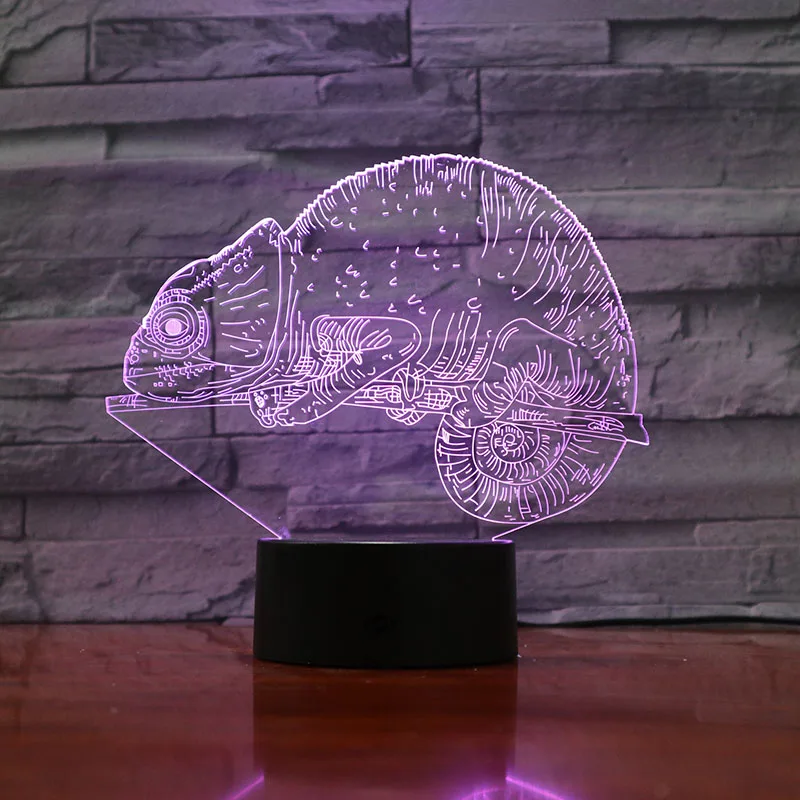 

Animal Chameleon Led Night Light Touch Sensor 7 Color Changing Decorative Lamp Child Kids Baby Kit Nightlight Chameleon 3D Lamp