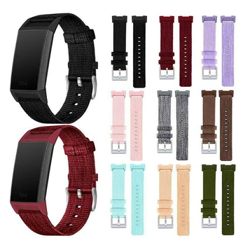 

For Fit bit chage3 nylon strap for charge 3 smart bracelet canvas denim replacement strap