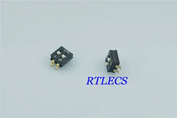 

50pcs Dip Switches SPST 2 Position 2.54mm 0.100" pitch SMD Slide (Standard) Actuator raised Gull Wing 2 Way 24 VDC Straight