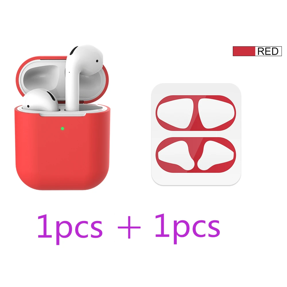 2 в 1 Беспроводные Bluetooth наушники чехол и металлическая пленка наклейка для AirPods