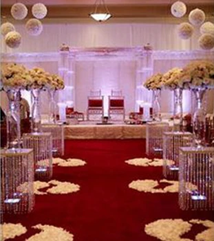 

new style sliver metal crystal stages pillars for wedding centerpiece