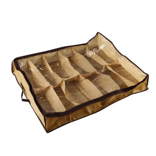 

12 Cells Home Storage Shoe Organizers Under Bed Bag Foldable Closet Drawer Box
