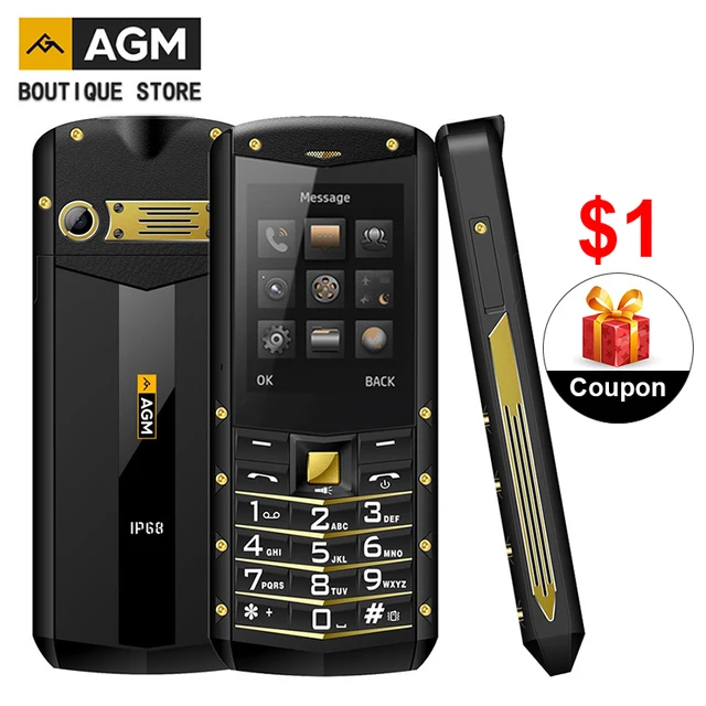 AGM M2 IP68 Waterproof 2.4inch 2G GSM Bar Phone Dual SIM Card Bluetooth 1970mAh FM Old Man Student Child Business Keyboard Phone