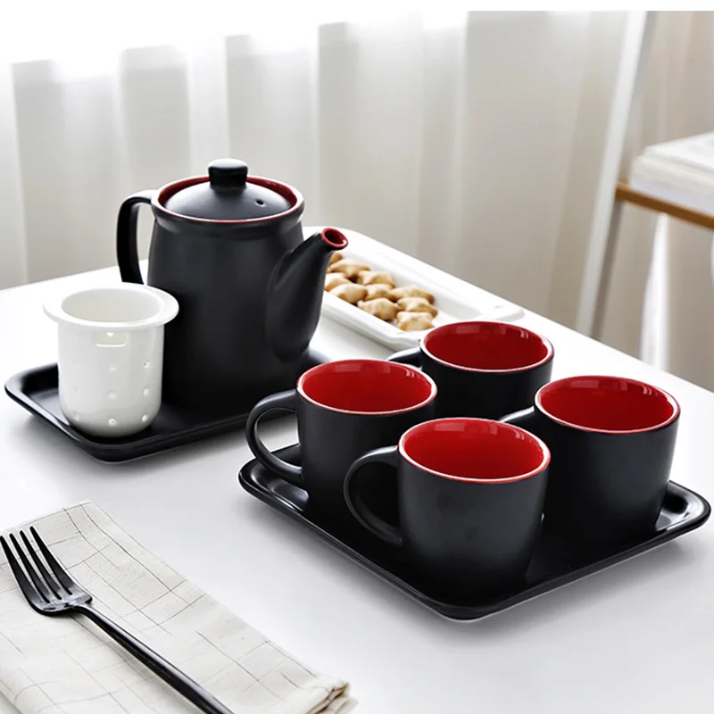 2018 Simple elegant ceramic coffee cup set British tea with tea leakage European afternoon tea set with tray 2018 Simple elegant ceramic coffee cup set British tea with tea leakage European afternoon tea set with tray