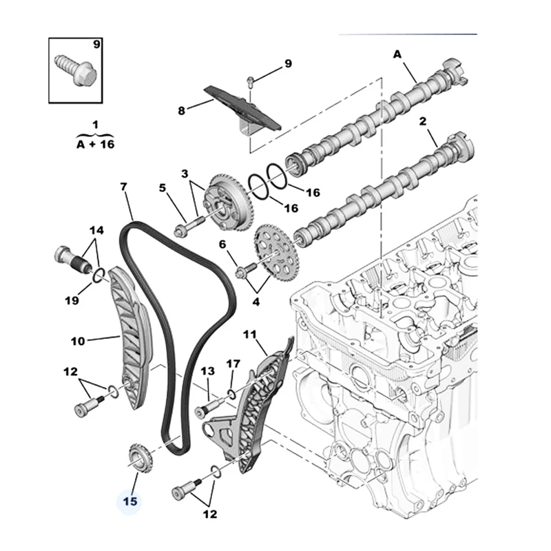 Комплект ГРМ натяжитель цепи V861831780 для peugeot 207 308 408 508 3008 Citroen C3 C4 Picasso C5 DS5 1,6 T