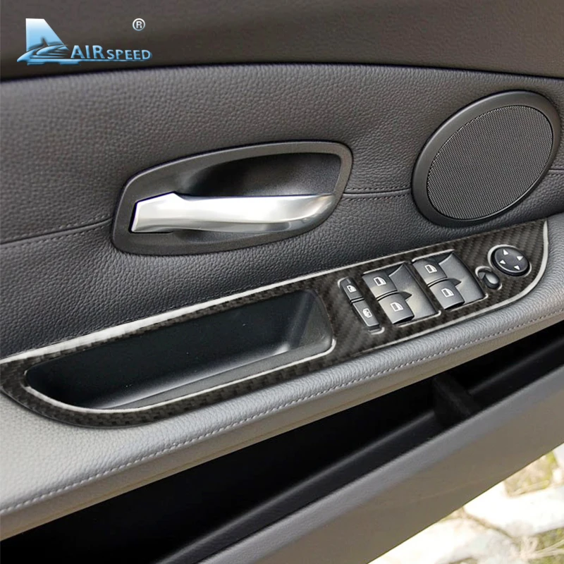 

Airspeed Carbon Fiber Car Window Switch Control Frame for BMW E60 5 Series 08-10 Window Armrest Stickers Accessories Car Styling