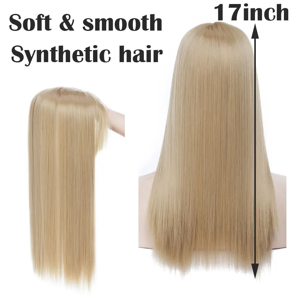 SNOILITE 17inch 3 Clips In one piece Hair Extension long straight hair extension synthetic Topper Hair Piece With Bangs