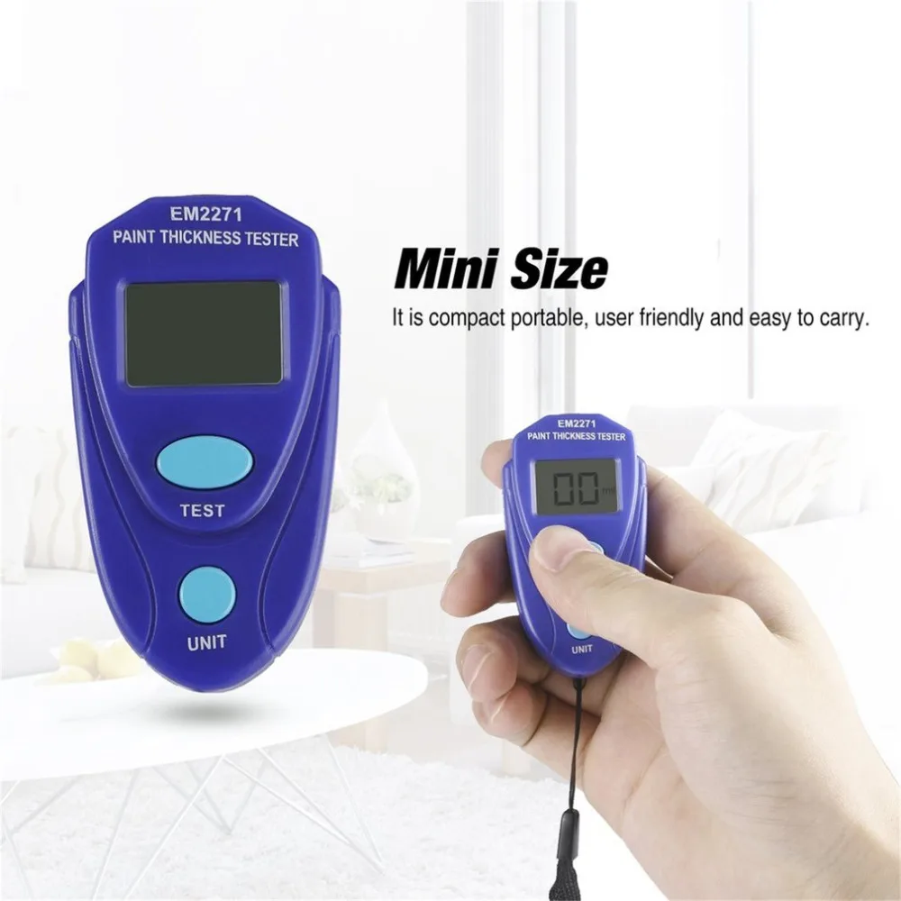 

EM2271 Mini Coating Digital Painting Thickness Tester Meter Mini LCD Automotive Data Hold Car Coating Auto Paint Thickness Gauge