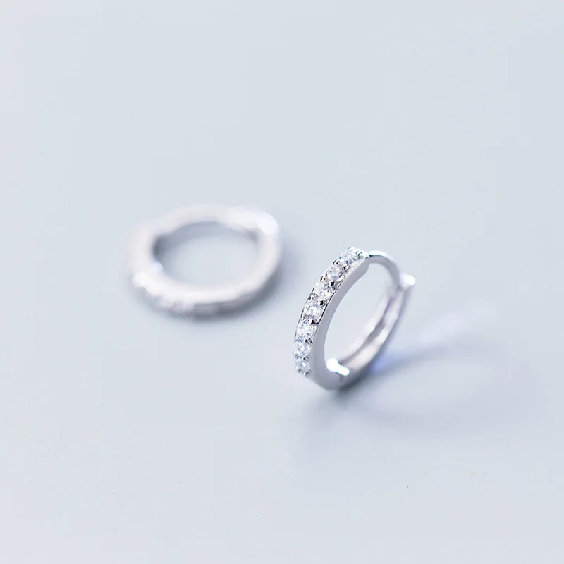 

WTLTC Delicate Clean Rhineston Hoop Earrings for Women 925 Sterling Sliver Cartilage Helix Earrings Small Tiny Hoops Earrings