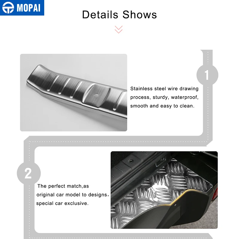 MOPAI стальная Накладка на порог для салона автомобиля, защита заднего бампера, внутренняя защитная пластина для Suzuki Jimny, автомобильные аксессуары