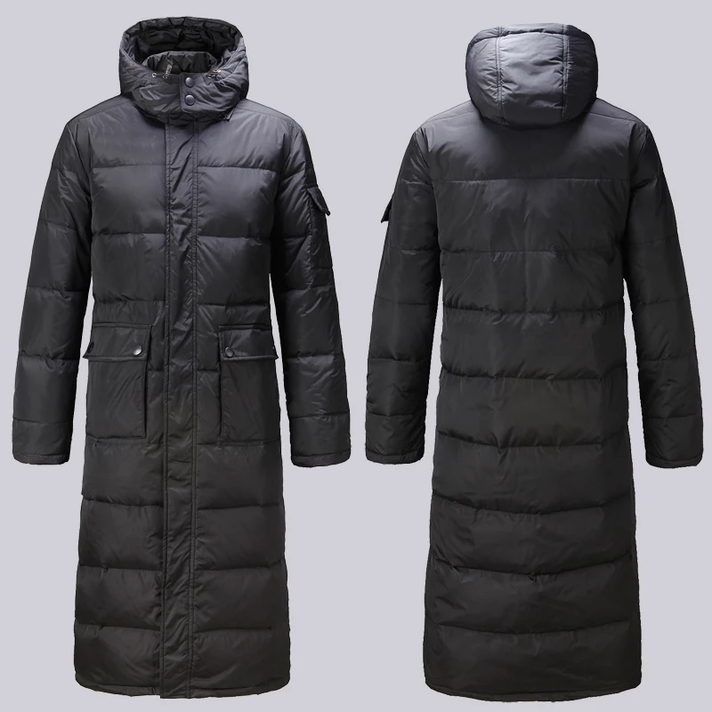 S-2XL 3XL удлиненный пуховик для снежной зимы размера плюс X-long дизайн толстое Мужское пальто тонкая Толстовка Большая мужская одежда верхняя одежда