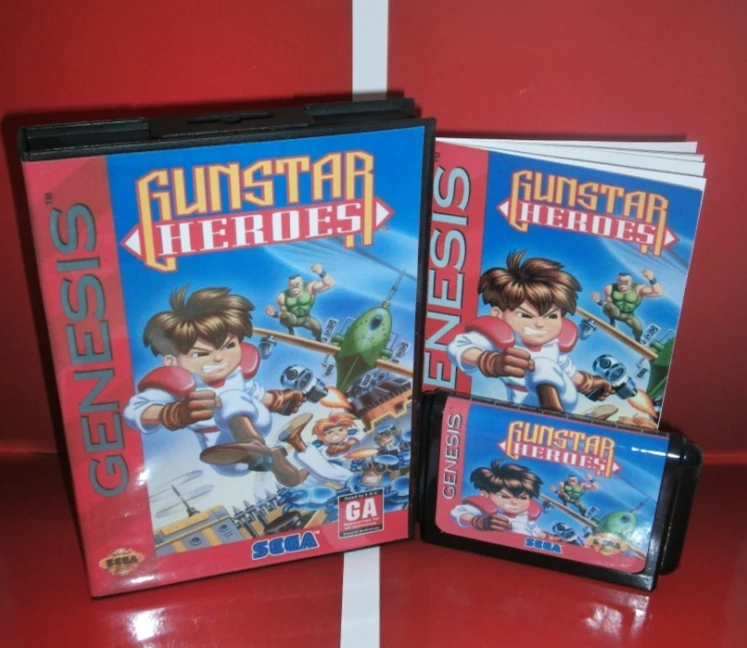 Gunstar Heroes - MD Game Cartridge US Cover with box and manual For Sega Megadrive Genesis Video Console 16 bit card | Электроника