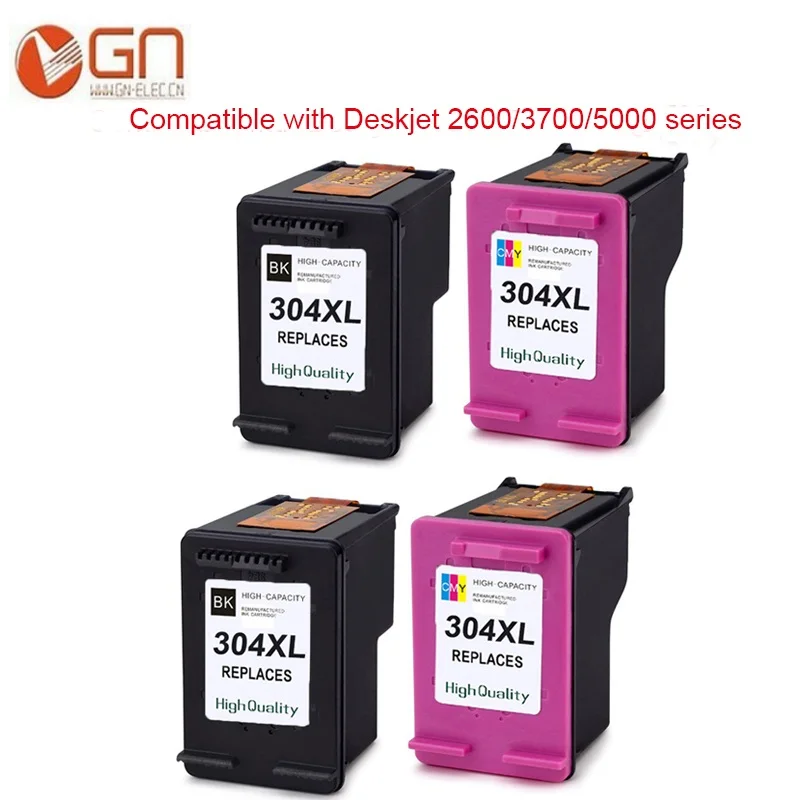 4 PACK GN восстановленные Замена чернильных картриджей для hp 304XL для hp с чернилами hp Deskjet 3720 3730 3735 2620 2630 3732, для hp Envy 5020 5030 - Цвет: 4 PACK
