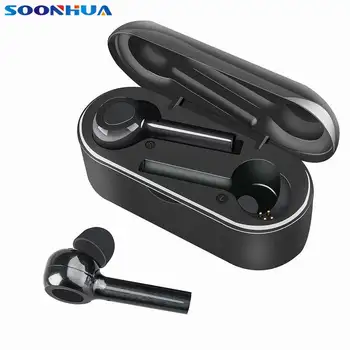 

SOONHUA Portable True Wireless TWS Bluetooth V5.0 Earphones HD Stereo Audio Earpieces Comfort In Ear Earbuds With Charging Box
