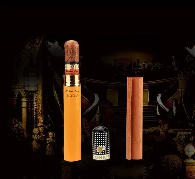 COHIBA довольно гаджет Портативный siglo VI Алюминий путешествия кедрового дерева выстроились упаковка сигары Tube Дело держатель пользовательские мини хьюмидор