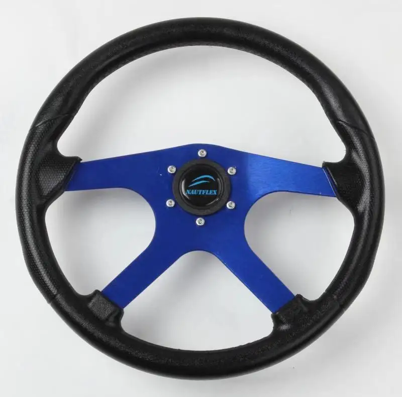

360mm Aluminum Alloy Marine Boat Sport Steering Wheel 4 Spoke 3/4' Shaft for Canoe Kayak Inflatable Boat Replacement Accessories