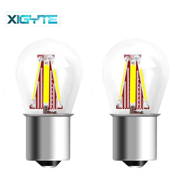 

2pcs NEW P21W BA15S 1156 LED Turning Light Car Tail Brake Bulb 12V 4 COB Filament LED Auto Reverse Bulb DRL Lights Car Styling