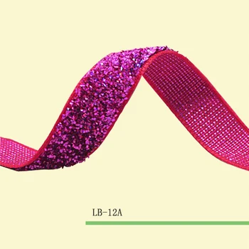 

5/8"(15mm) Glitter Velvet Ribbon Hot Pink Metallic Ribbon Sparkle Velvet Ribbon