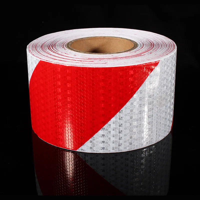 Beste 10 CM X 10 M Veiligheid Mark Reflecterende Tape Stickers Rood Wit Diagonaal Strip Motorfiets Stickers Automobiles Moto Reflecterende Materiaal
