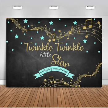 

Neoback Newborn Baby Shower Piano Theme Party Backdrop for Photography Twinkle Twinkle Little Star Background for Photo Studio