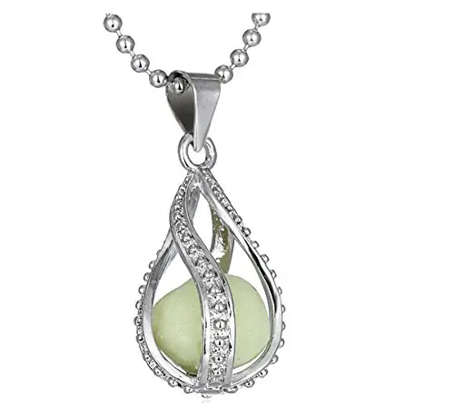 

New Design Fashion Fluorite Women The Little Mermaid's Teardrop Glow in Dark Pendant Necklace