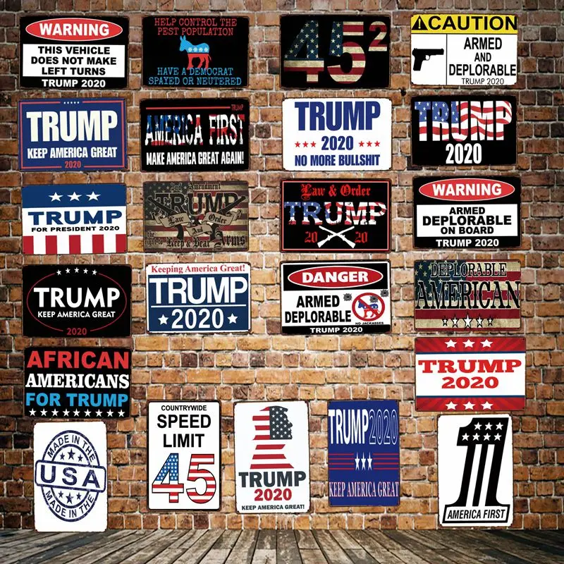 

[ DecorMan ] Trump 2020 Make America Great Again Metal Tin Signs Custom wholesale Iron Paintings Bar PUB Decor HY-1717