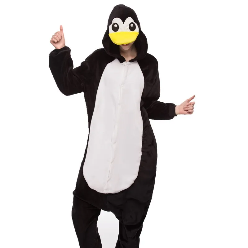 Пингвин пингвинов взрослых животных комплект косплей молния комбинезон зимний унисекс мультфильм пижамы