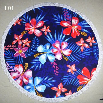 

Large Round with Tassel Circle Bohemia Beach Towel Wash Cloth Reactive Print Bath Towel Sports Towel Polyeste ST-1709