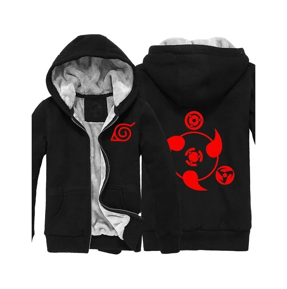 Goedkoop Anime Naruto Hoodie Naruto Sasuke Uchiha Hoodie Dikte Jacket Hooded Sweatshirt Hoodie Naruto Cosplay Hoodies Zwart Volwassen Mannen