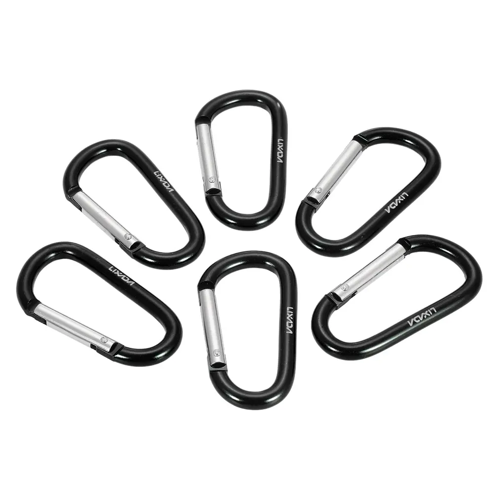 

Lixada 6PCS/Set Mini Aluminum Carabiners Clasp Keychains Buckle D-Shaped Screw Lock Hook Clip Key Ring Travel Camping Hiking