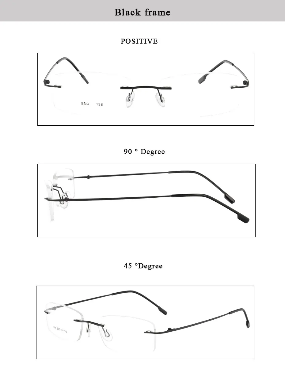 Без оправы с эффектом памяти металлических петлях оптическая оправа для очков очки 50 шт./лот 808